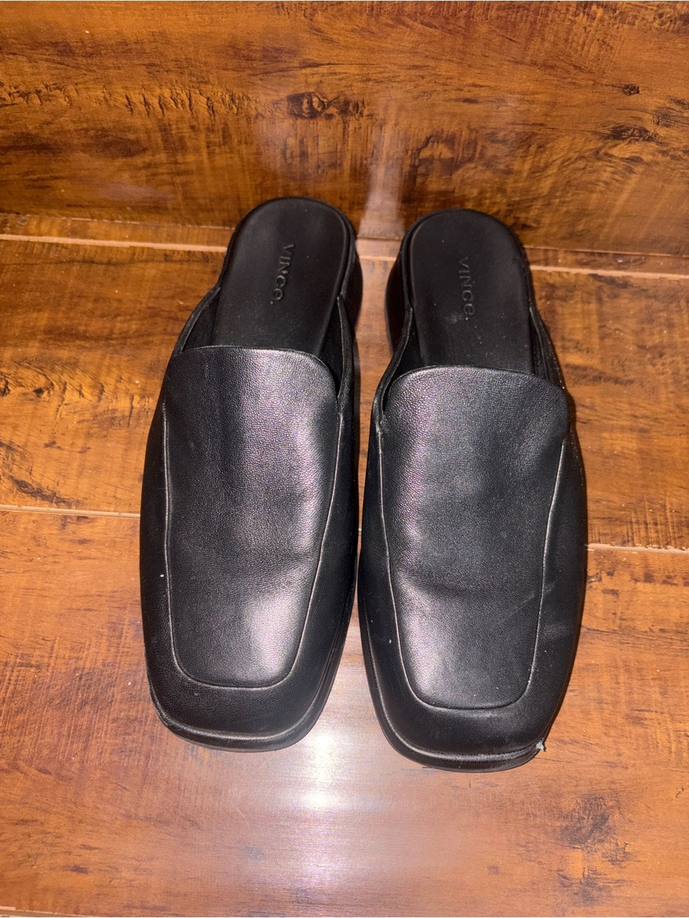 Vince Raquel leather mules in black Leather Square Toe 8.5”